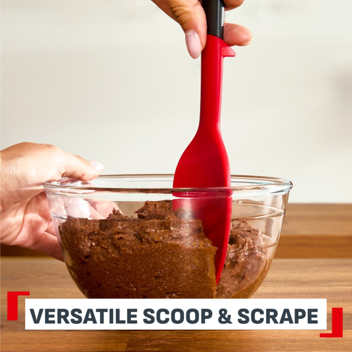 Spatula tip lingura Tefal Ingenio+ K1984534, rezistenta la temperaturi inalte, compatibilitate cu masina de spalat vase, silicon, rosu & negru [4]
