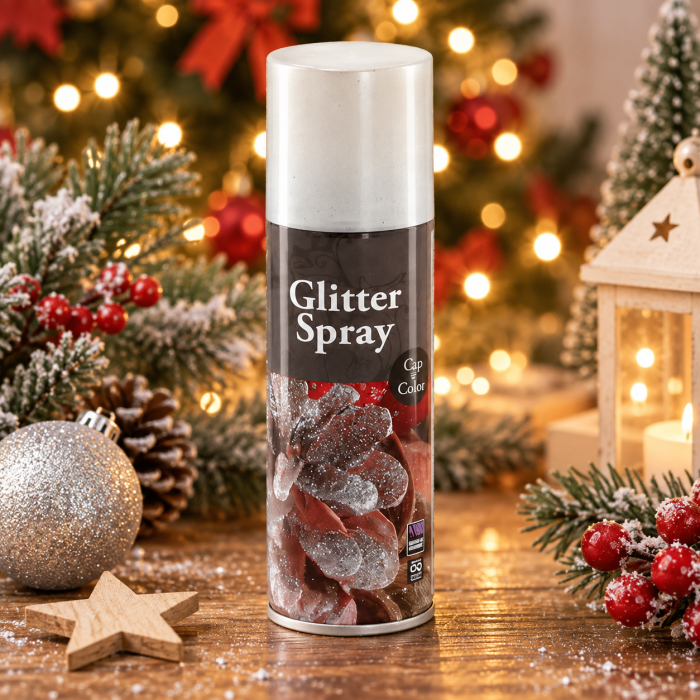 Spray decorativ cu sclipici 125 ml, pentru decoratiuni de Craciun, efect stralucitor cu particule glitter, formula cu uscare rapida, aplicare uniforma [1]
