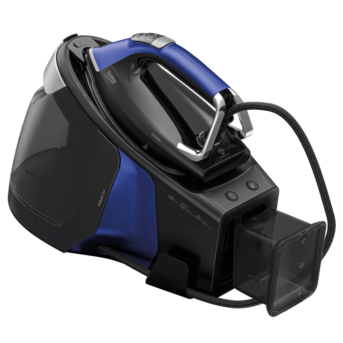 Statie de calcat BEKO SGA9130B, 3000W, 600g/min, 1.8l, talpa SteamGlide, igienizeaza 99,9% din bacterii, cu abur puternic, Smart-Hygiene si iluminare LED, Albastru-Negru [2]