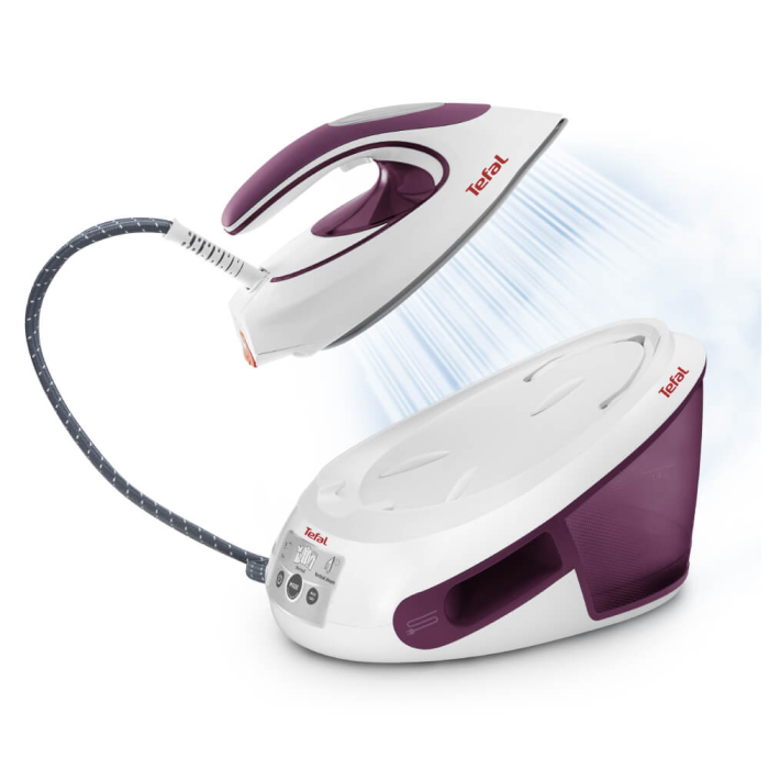 Statie de calcat cu abur Tefal Express Anti-Calc SV8054E0, 2800W, 6.5 bari, 1.8L, talpa Durilium AirGlide, alb & violet [3]
