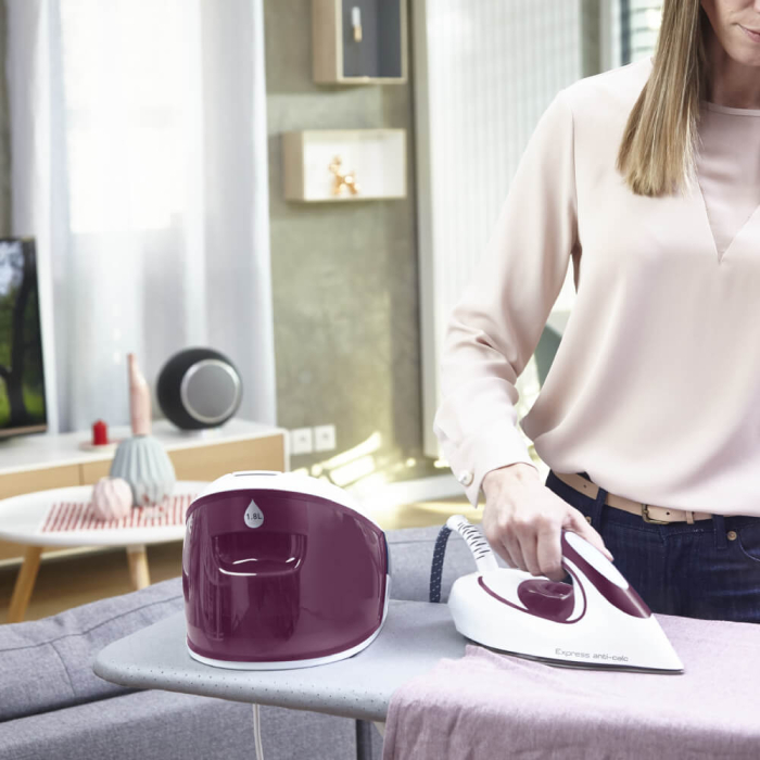 Statie de calcat cu abur Tefal Express Anti-Calc SV8054E0, 2800W, 6.5 bari, 1.8L, talpa Durilium AirGlide, alb & violet [8]