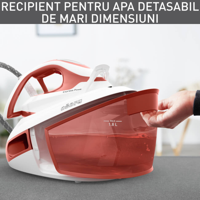 Statie de calcat cu abur Tefal Express Power SV8110E0, 2800W, rezervor detasabil 1.8L, presiune 6.3 bari, colector anticalcar detasabil, talpa Du [2]