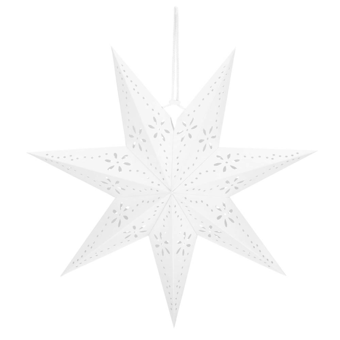 Stea decorativa 3D din hartie ajurata, 50 cm, alba [2]
