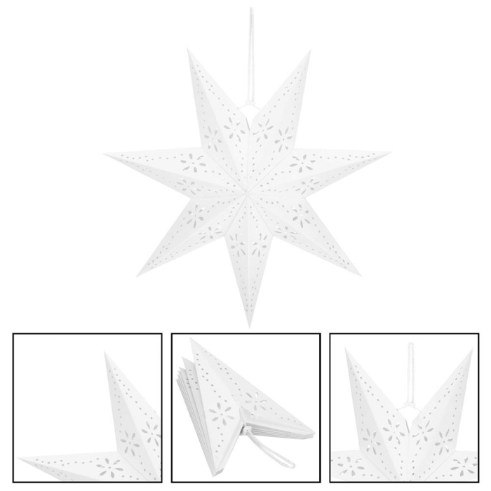 Stea decorativa 3D din hartie ajurata, 50 cm, alba [10]