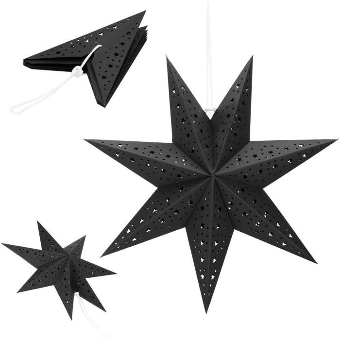 Stea decorativa 3D din hartie ajurata, 50 cm, neagra [12]