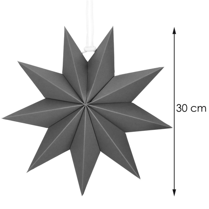 Stea decorativa 3D din hartie, cu 9 colturi, 30 cm, argintie [5]