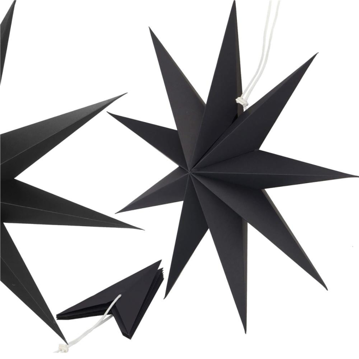 Stea decorativa 3D din hartie, cu 9 colturi, 60 cm, neagra [5]