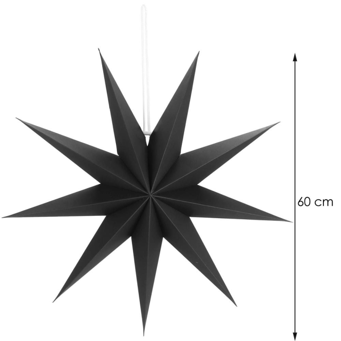 Stea decorativa 3D din hartie, cu 9 colturi, 60 cm, neagra [8]