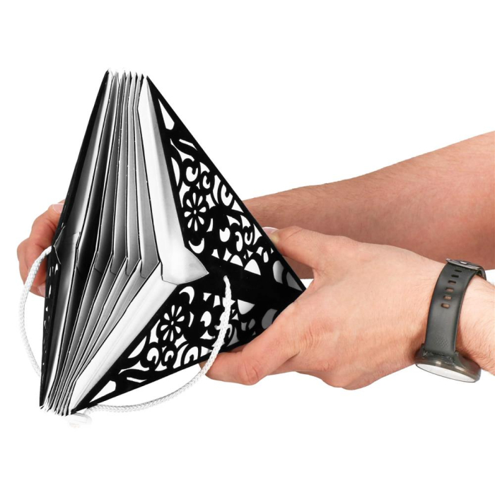 Stea decorativa 3D din hartie si pasla ajurata, 50 cm, neagra [9]