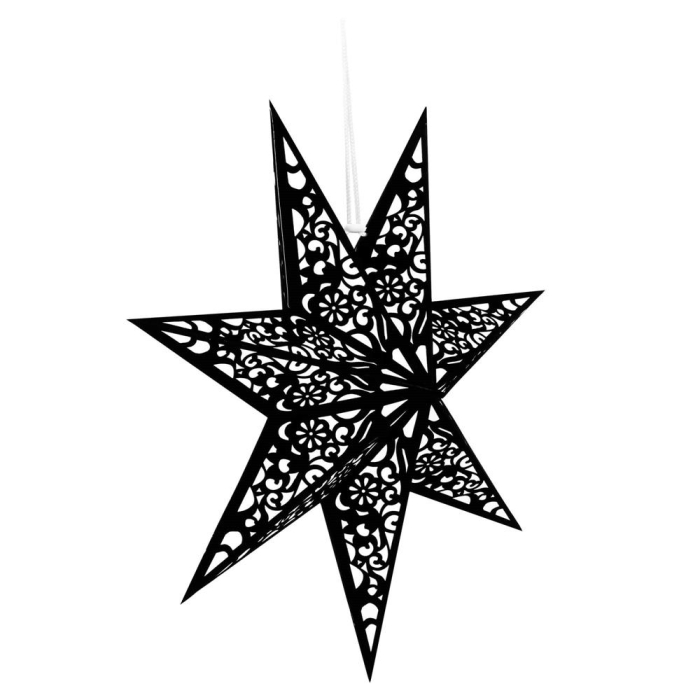 Stea decorativa 3D din hartie si pasla ajurata, 50cm, neagra [13]