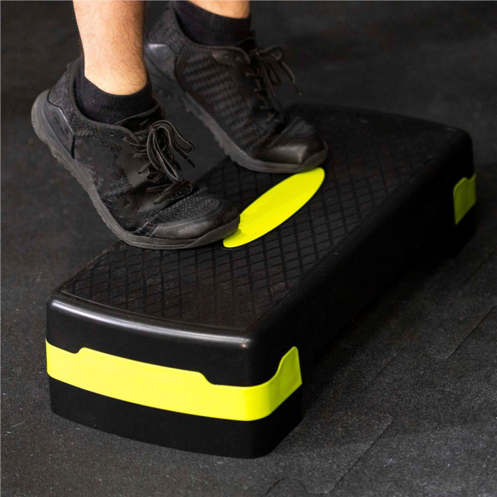 Stepper aerobic ajustabil 2 trepte antiderapant maxim 350 kg, 68x29x15 cm, fitness, negru verde [10]