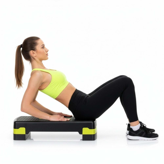 Stepper aerobic ajustabil 2 trepte antiderapant maxim 350 kg, 68x29x15 cm, fitness, negru verde [12]