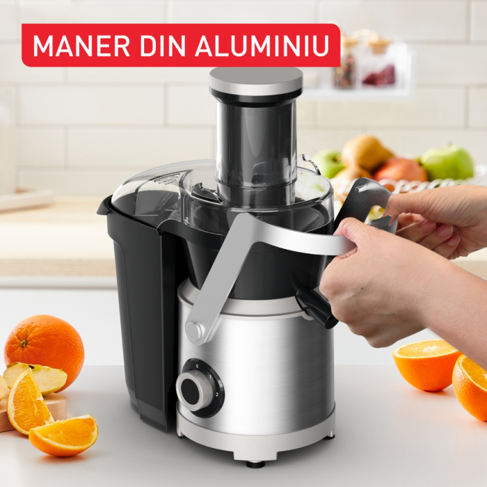 Storcator de fructe si legume Tefal Nutri XXL ZE660D10, 1000 W, 2 trepte de viteza, sistem antipicurare, recipient pentru pulpa 2.2 L , recipient pent [2]