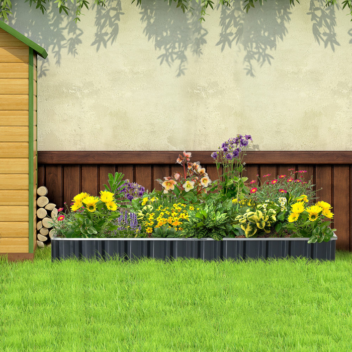  Strat de Cultivare Ridicat, Modular si Fara Fund din Otel Zincat, 258x90x30 cm, Gri inchis [2]