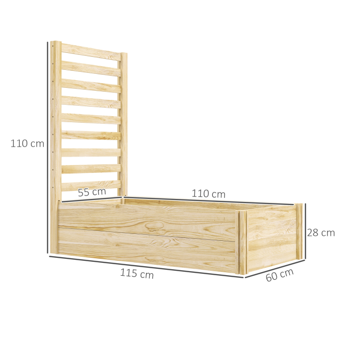  Strat pentru Gradina inaltat cu Fund Deschis, 115x60x110 cm, Lemn Natural [3]
