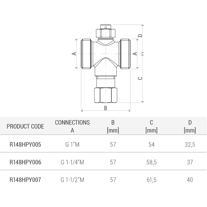 Supapa de protectie anti-inghet Giacomini R148HPY016, pentru pompe de caldura monobloc, filet 1" filet interior 3/4” filet exterior, cu senzor termostatic [4]