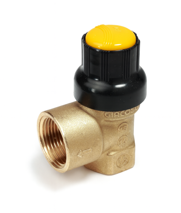 Supapa de siguranta solara Giacomini R140CY009, 6 bar, filet interior 1/2” x  3/4”, pentru instalatii termice si panouri solare, alama [1]