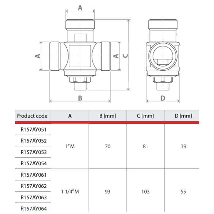 Supapa termostatica anticondens Giacomini R157AY062, DN32, 55°C, alama, filet exterior, pentru cazane pe lemne si peleti [3]