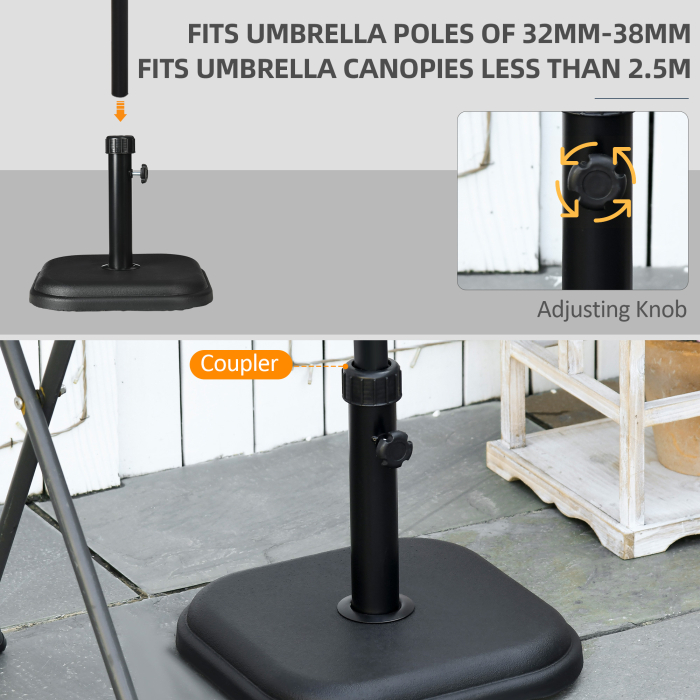  Suport Baza pentru Umbrele de Gradina din Beton de 11 kg, Greutate Patrata pentru Suport de Umbrela de Masa in Aer Liber, Negru [5]