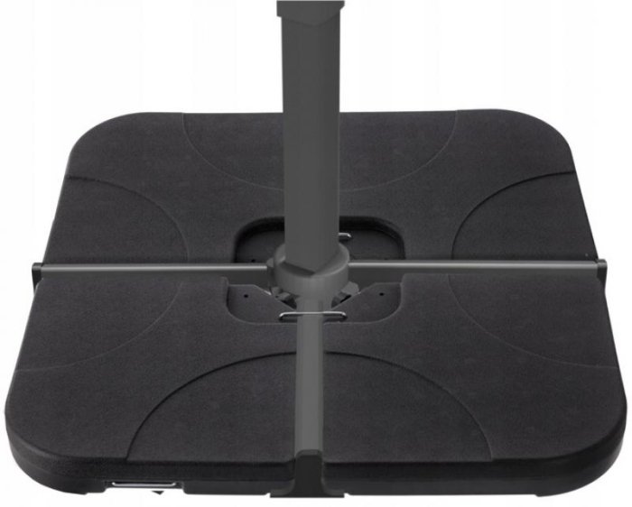 Suport baza umbrela 50x50x8 cm, set 4 elemente umplere cu apa sau nisip, manere metalice, plastic rezistent, negru [5]