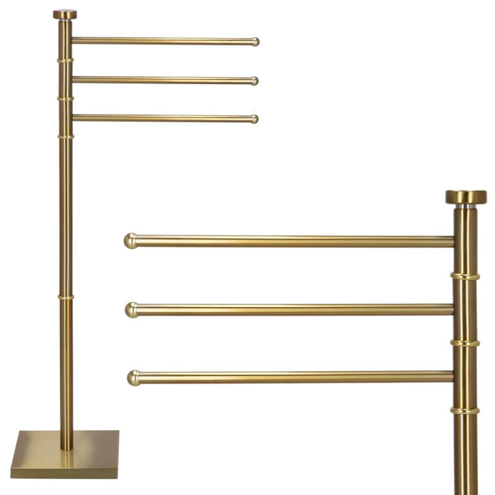 Suport cuier pentru prosoape cu 3 brate, inaltime 86cm, auriu lucios [2]
