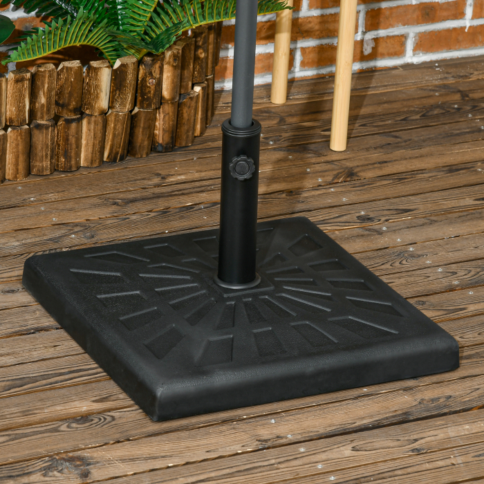  Suport de baza din rasina 19kg pentru umbrela de gradina, Greutati patrate pentru suportul pentru umbrele de exterior de pe piata pentru stalpi de Φ32mm, Φ38mm si Φ48mm, negru [2]