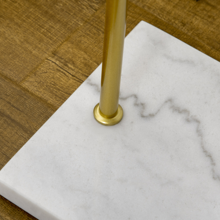  Suport de haina pentru intrare, dormitor si sufragerie din metal si marmura, 35x25x152 cm, auriu si alb [8]