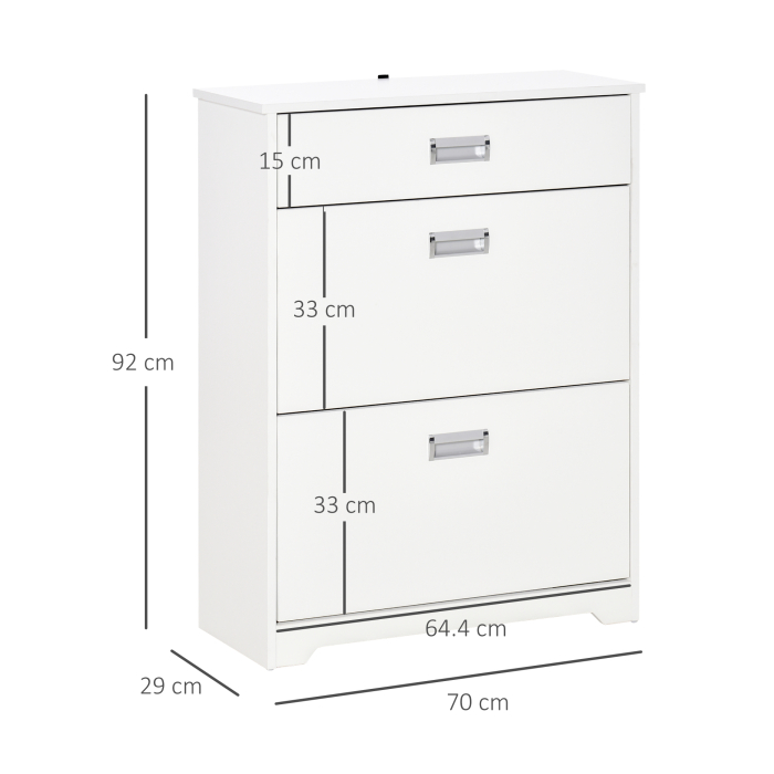  Suport de Pantofi Modern 2 Sertare pentru 16 Perechi de Pantofi si Sertar Mic 70x29x92cm [3]