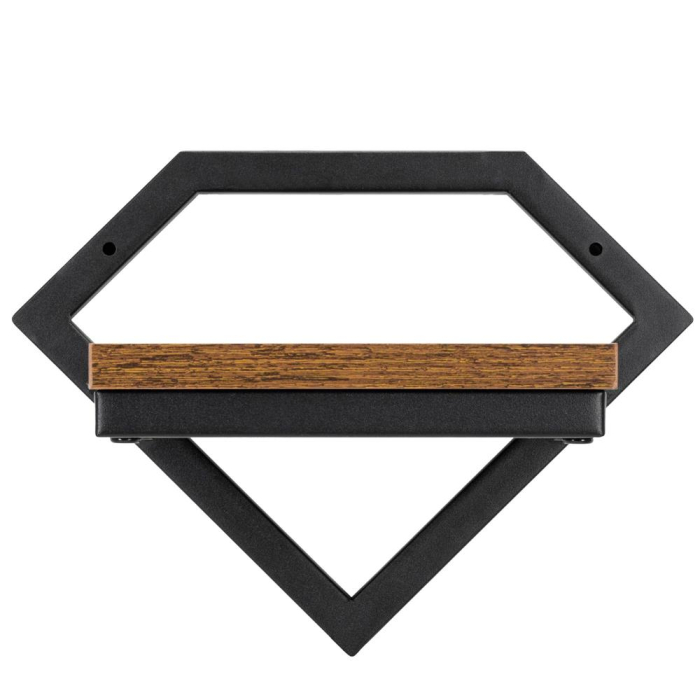 Suport de perete pentru flori, metal si MDF, 25,5x19 cm, negru/maro [9]