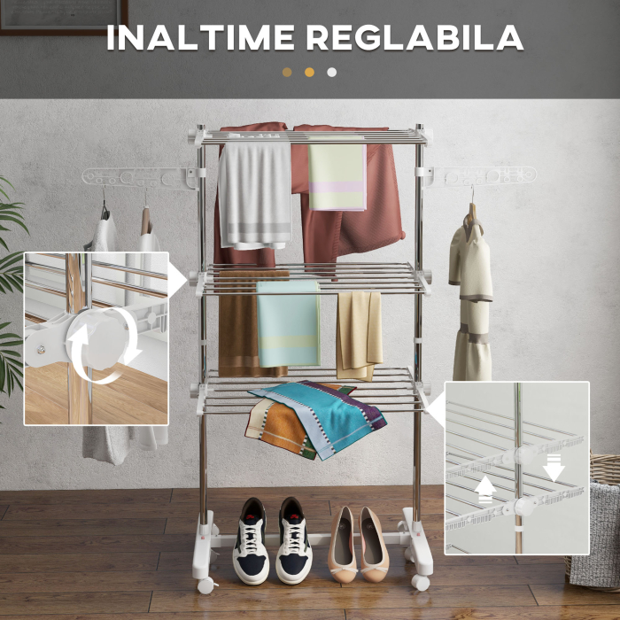  Suport de Uscat Rufe - Inox, 3 Etaje Reglabile Premium [4]