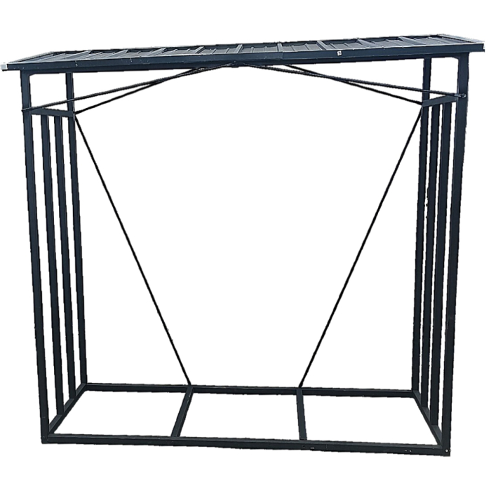 Suport depozitare lemne foc cu acoperis ondulat, structura metalica rezistenta, 185x70x185 cm, negru [2]