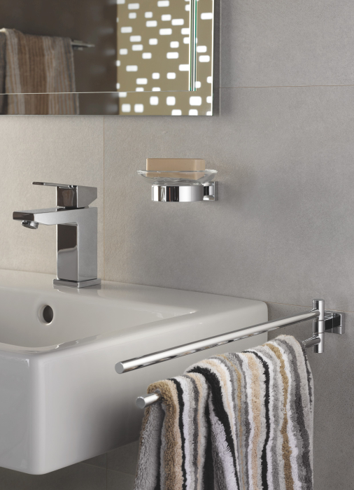 Suport Grohe 40508001, 107 mm, 42 mm, 2 orificii instalare, pe perete, metal, elemente fixare ascunse, Crom [3]