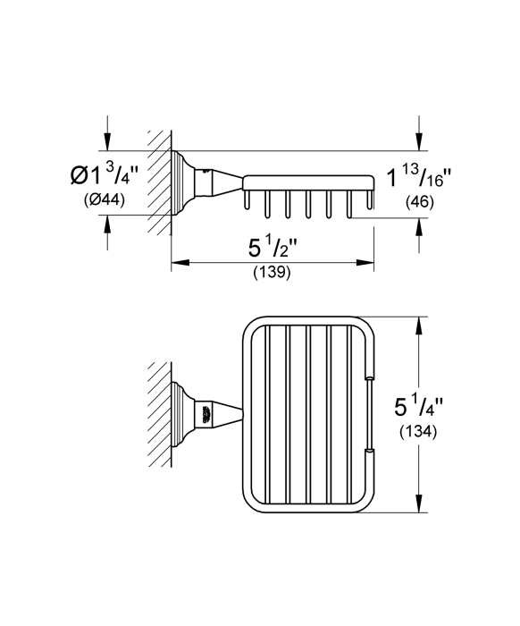 Suport Grohe 40659001, 139 mm, 134 mm, 1 orificii instalare, pe perete, metal, elemente fixare ascunse, Crom [2]