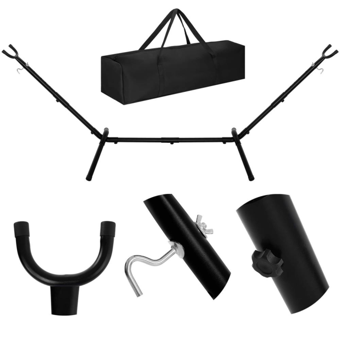 Suport hamac din metal cu husa transport, reglabil pe inaltime si lungime, 270x99x95 cm, negru [3]