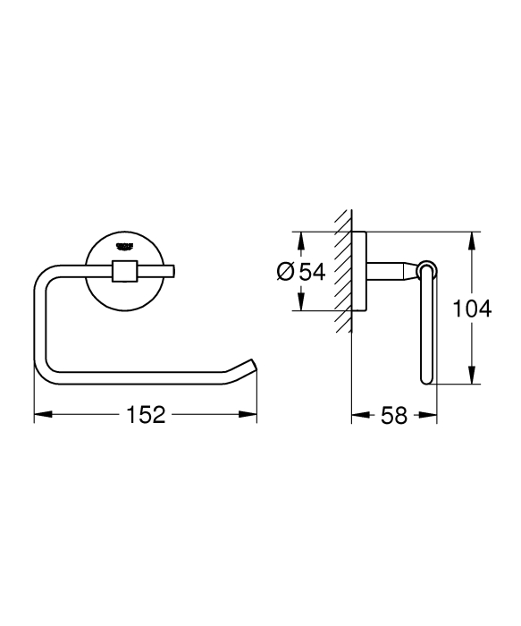 Suport hartie Grohe 40457001, igienica Bau Cosmopolitan, tip instalare pe perete, numar orificii instalare 2, crom [4]