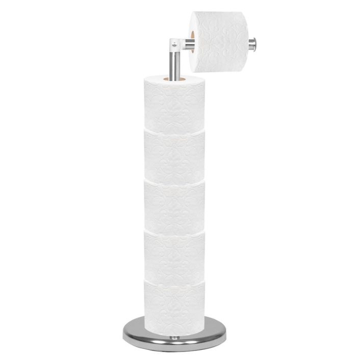 Suport hartie igienica 2 in 1 cu tija mobila, 68.5cm, argintiu [4]