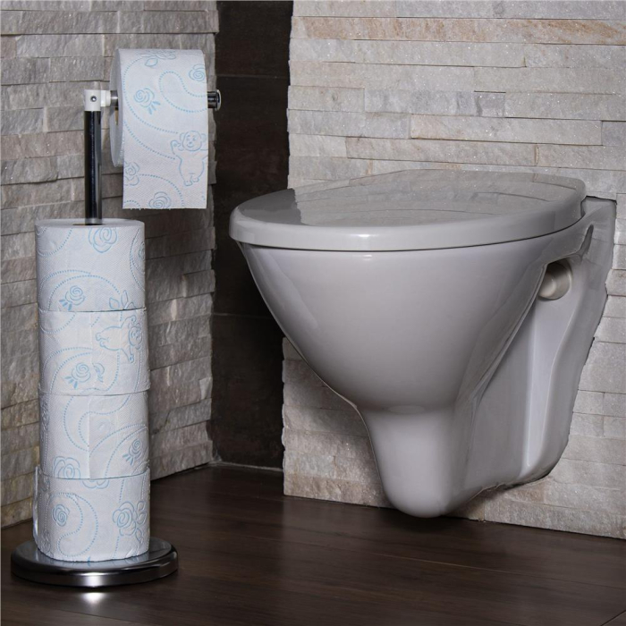 Suport hartie igienica 2 in 1 cu tija mobila, 68.5cm, argintiu [5]