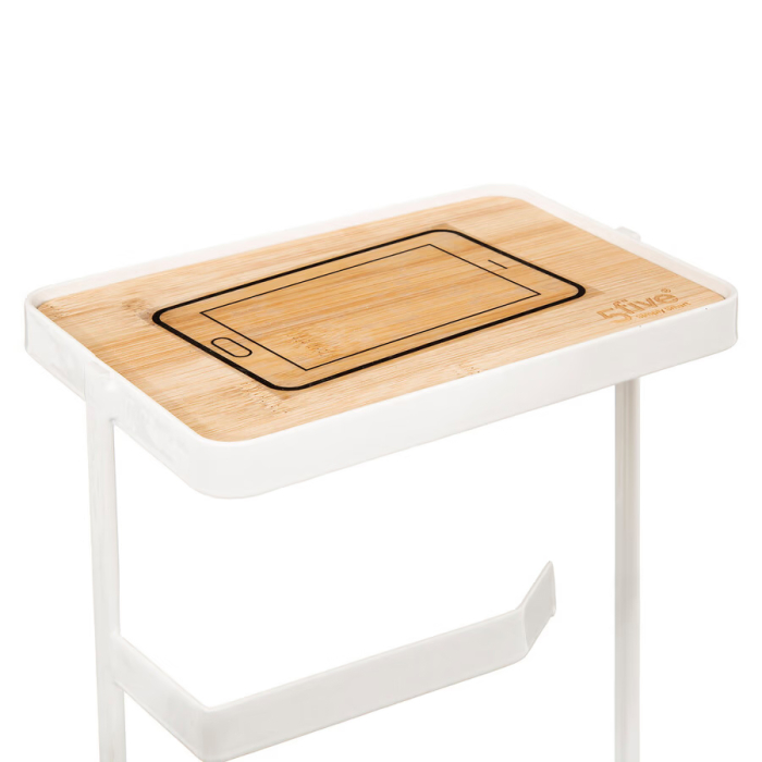 Suport hartie igienica 5Five cu raft depozitare, otel, 18x12x59 cm, alb [2]