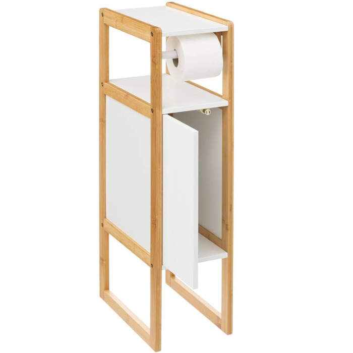 Suport hartie igienica 5Five Natureo cu dulapior, MDF, 33x20x80 cm, alb [4]