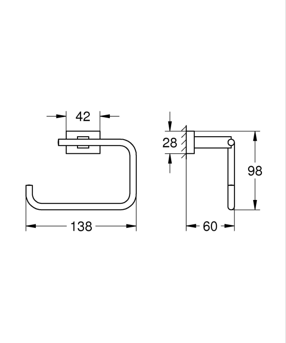 Suport hartie igienica Grohe 40507DC1, Essentials Cube, pe perete, metal, mat, otel satinat [4]