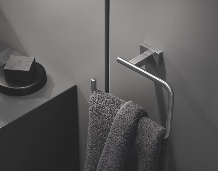 Suport hartie igienica Grohe 40507DC1, Essentials Cube, pe perete, metal, mat, otel satinat [3]
