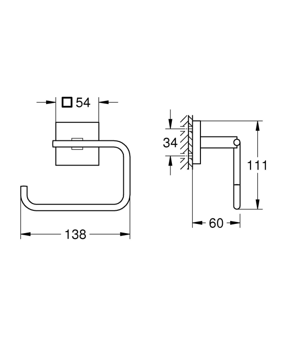 Suport hartie igienica Grohe 40978DC0, Start Cube, pe perete, metal, mat, otel satinat [3]