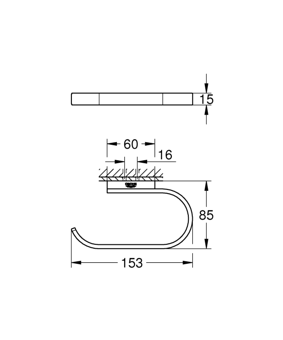 Suport hartie igienica Grohe 41068AL0, Selection, 1 rola, montare pe perete, fixare ascunsa, mat, grafit [3]
