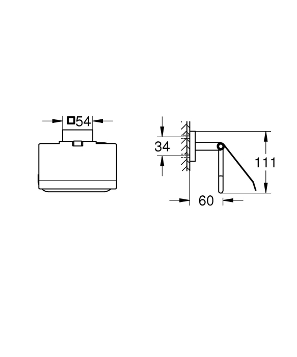 Suport hartie igienica Grohe 41102DC0, Start Cube, pe perete, metal, mat, otel satinat [3]