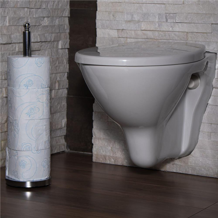 Suport hartie igienica tip tija, 51cm, argintiu cromat [3]