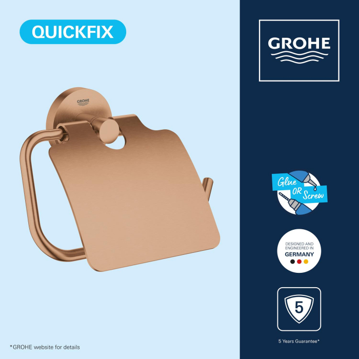 Suport hartie WC Grohe 41179DL0, 167 mm, 119 mm, 1 role hartie, 2 orificii instalare, pivotanta, Cupru [6]