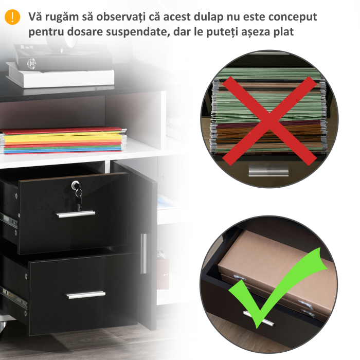  Suport Imprimanta, Mobilier Negru si Alb cu Sertare [7]