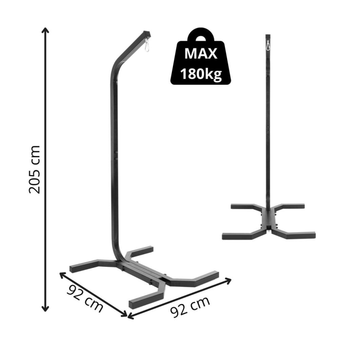 Suport leagan tip cuib sau hamac suspendat, cadru otel, maxim 180 kg, 92x92x205 cm, negru [17]