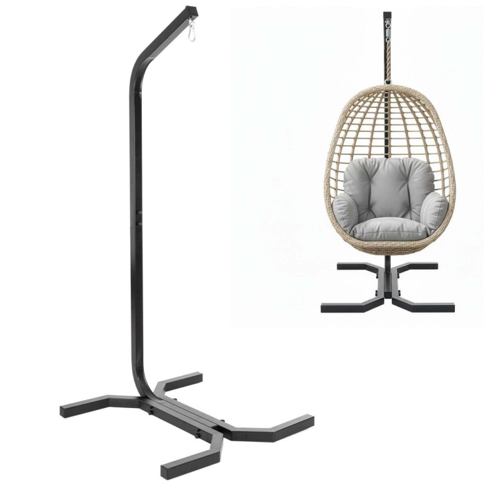 Suport leagan tip cuib sau hamac suspendat, cadru otel, maxim 180 kg, 92x92x205 cm, negru [2]