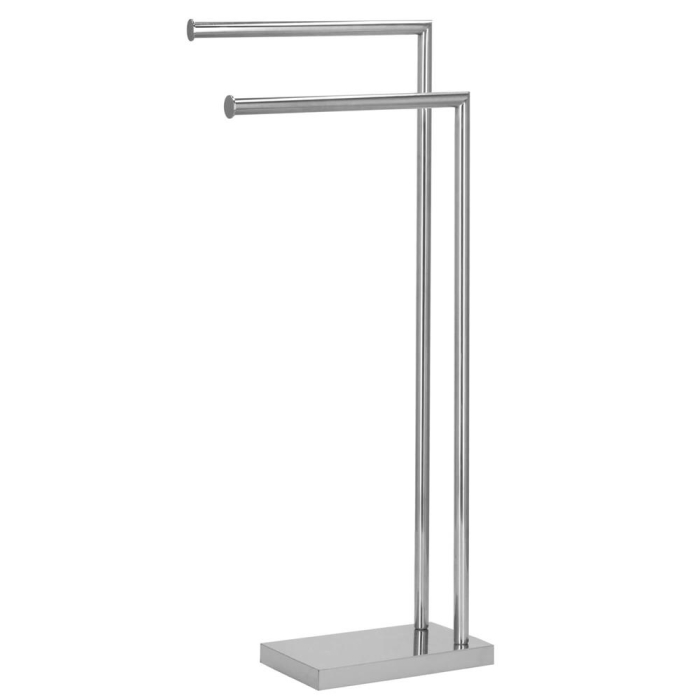 Suport prosoape baie metalic 2 brate, baza antiderapanta, finisaj cromat lucios, inaltime 80 cm, argintiu [3]